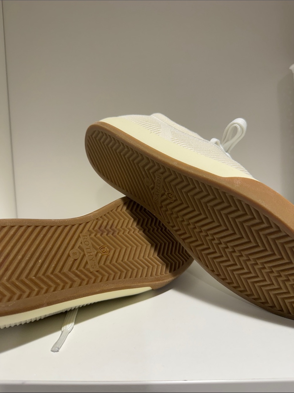 Rothy's Cream Knit Lace-Up Sneakers with Gum Outsole - Picture 3 of 4